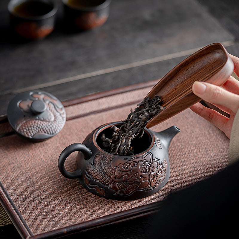 Dragon Year Xianglong Purple Pottery Teapot Relief Purple Clay Home Office Teapot Purple Sand Single Teapot