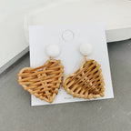 New Raffia Rattan Earrings Female Colorful Geometric Round Straw Earrings Earrings