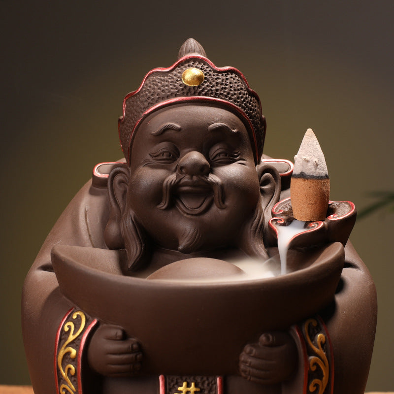 Creative Home Furnishings God of Wealth Backflow Incense Burner