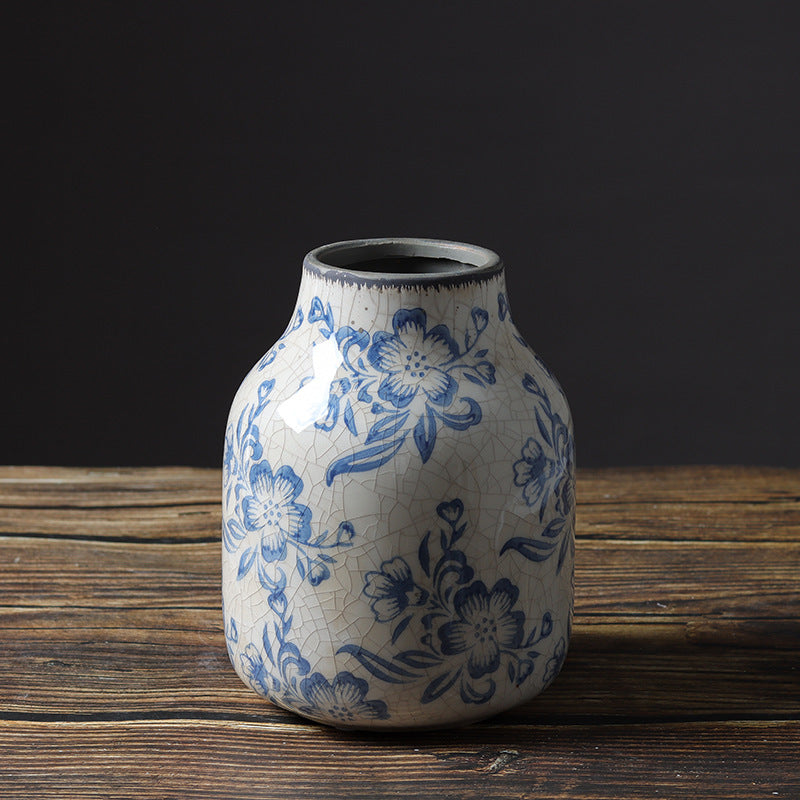 Vintage Blue Color Blue And White Porcelain Vase