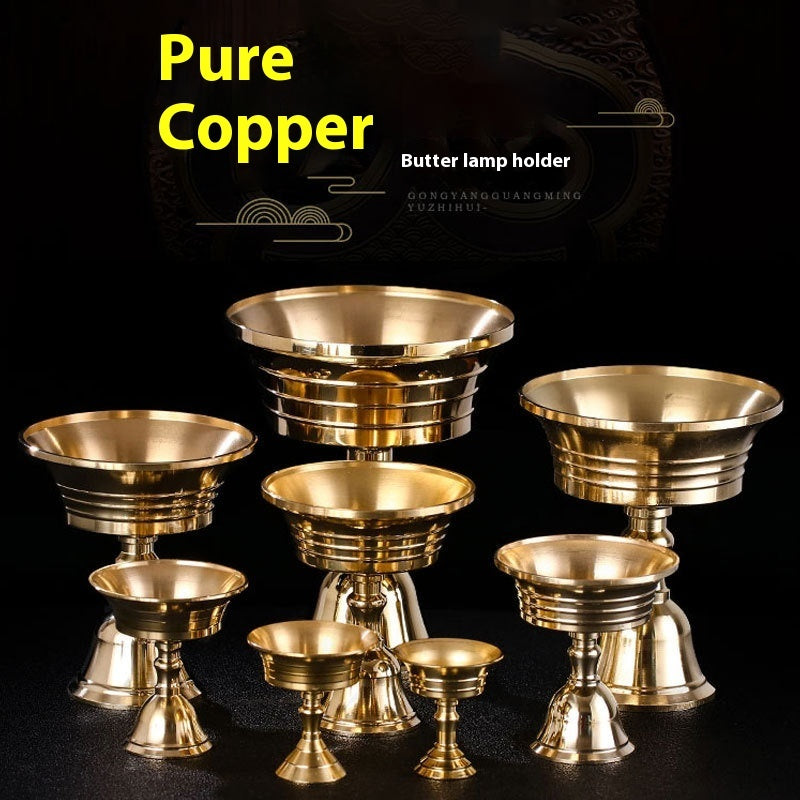 Pure Copper Oil Lamp Holder for Buddha