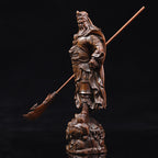 Poplar Wood Carving God of Fortune Guan Yu Statue Ornament