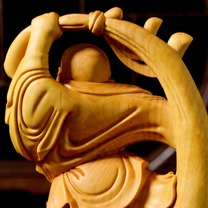Buddha Bag Monk Boxwood Ornament