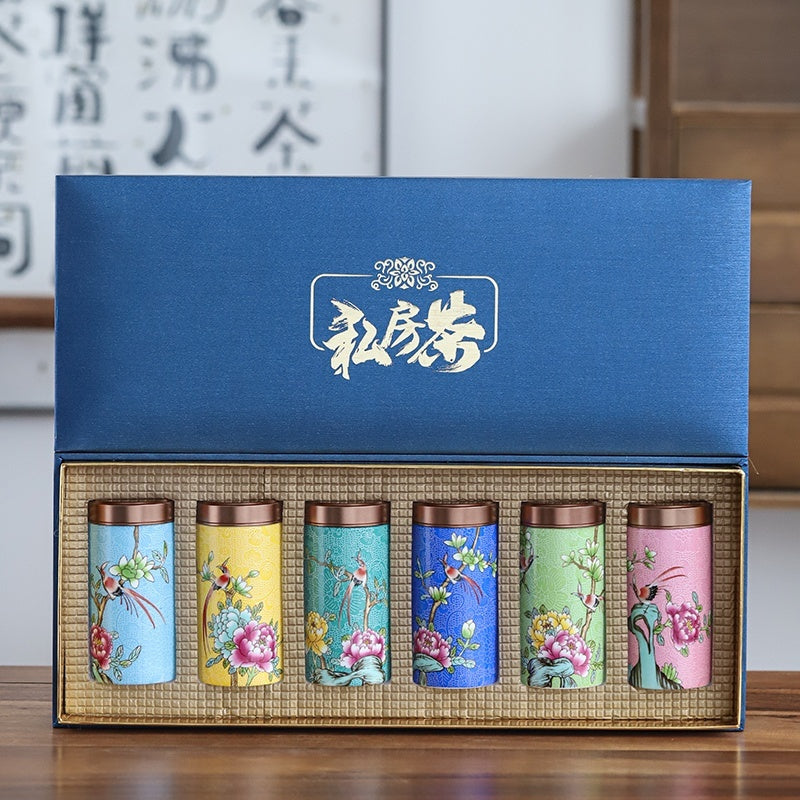Enamel Color Tea Caddy Portable Alloy Airtight Storage Tea Weaker Set