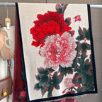 Retro Floral Artificial Cashmere Scarf Women's Thick Warm Scarf