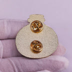 Gold copper animal brooch pin with cartoon-style design