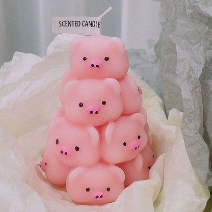Adorable Pink Pig Candle