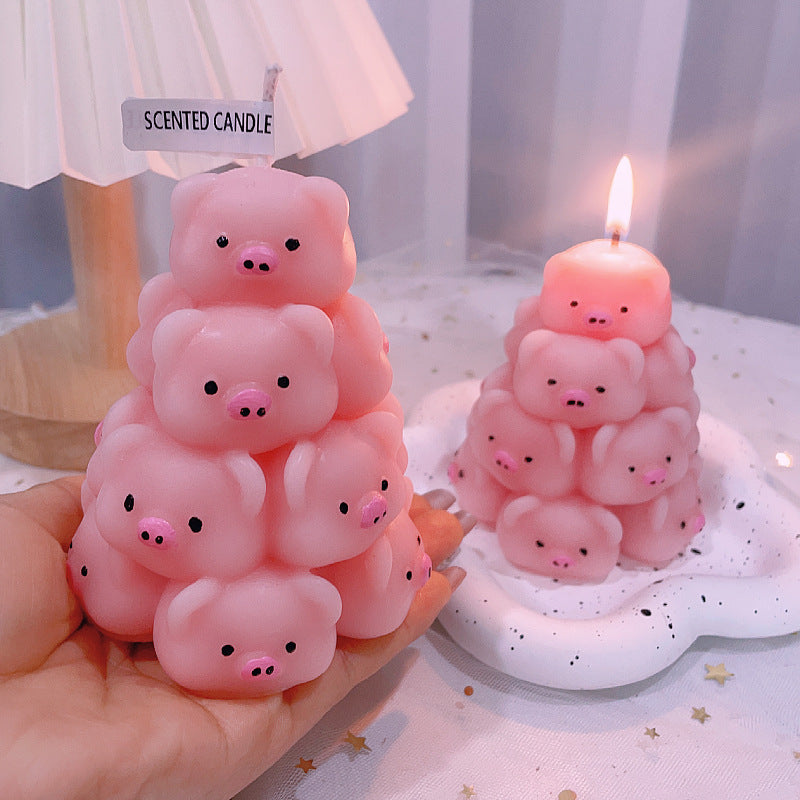 Adorable Pink Pig Candle