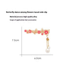 Super Fairy Cherry Blossom Pansy Pearl Tassel Hairpin Ancient Style Female Side Fringe Headdress Duckbill Clip