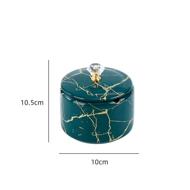 Modern ceramic ashtray with stone pattern and lid