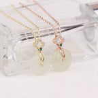 S925 Sterling Silver Necklace New Chinese Style Natural Hetian Jade