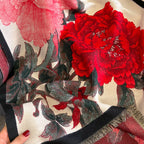 Retro Floral Artificial Cashmere Scarf Women's Thick Warm Scarf